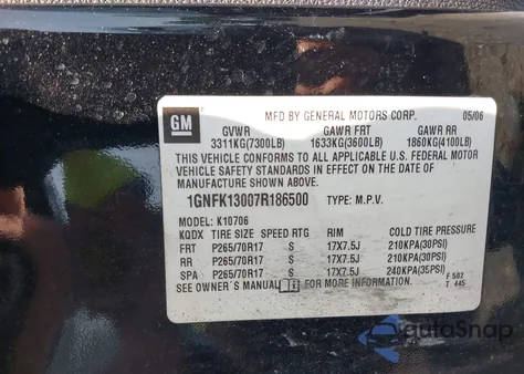 2007 Chevrolet Tahoe Lt из США, поврежденный, VIN 1GNFK13007R186500